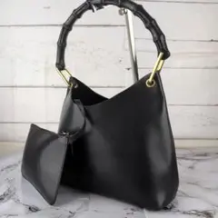 【美品】グッチ☆バンブー　ワンショルダー　ブラック　フォーマル　ポーチ付