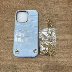 新品　ライトブルークロコダイル風 ソフトケース　iPhone14 Pro Max