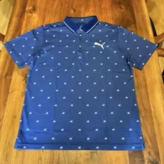 Puma 柄ポロシャツ XL ネイビー　美品一品限り