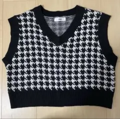 千鳥柄　ニットベスト　wego