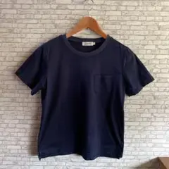 ネイビー 半袖Tシャツ 左胸ポケット付き