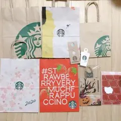 スターバックス／新品、季節限定紙袋＋ビバレッジカード等９点セット、さくら、いちごのサムネイル