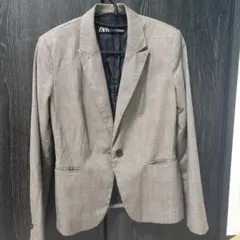 ZARA グレー系 チェック柄 テーラードジャケット