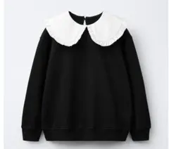 【13/14歳　164】ザラ　ピーターパンカラースウェットシャツ　黒