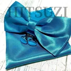 蝶ネクタイ チーフ　結婚式　披露宴　青　ブルー　水色　挙式タキシード　gmd