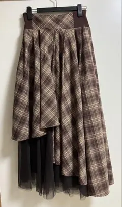ブラウン系チェック アシンメトリースカート