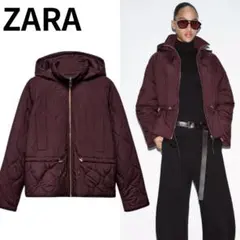 ZARA フーデッド パフジャケット S 新品　エンジのサムネイル