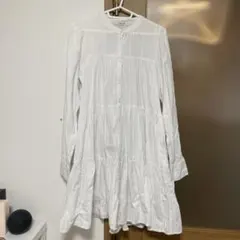 As know as pinky 白ティアードシャツワンピース