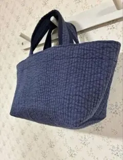 ハンドメイド　ヌビバッグ ネイビー　舟型トートバッグのサムネイル