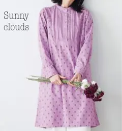 サニークラウズ　Sunny clouds 花紋小紋割烹着ワンピース　ピンク　Ｍのサムネイル