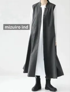 mizuiro ind(ミズイロインド) スタンドカラーフレアジレ ワンピース