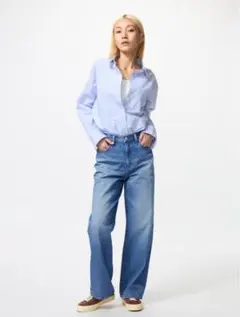 UNIQLO ワイドストレートジーンズ　ブルー　28