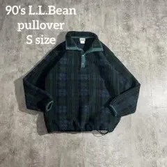 90's美品L.L.Bean古着フリースプルオーバースナップT チェック柄S相当
