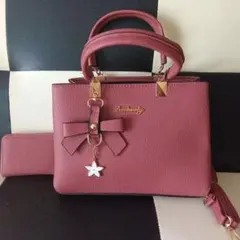 新品 リボン付きピンクミニショルダーバッグ