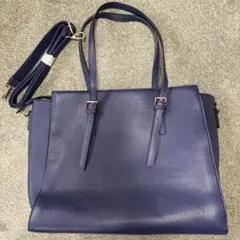 レディース トートバッグ ネイビー A4可 PC収納可 ショルダ付き 通勤バッグ