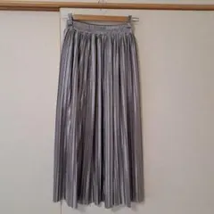 細プリーツ シャイニー ロングスカート　TAXI　光沢