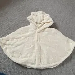 アイボリーフリースポンチョ（フード付き）