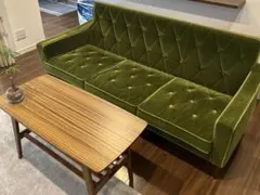 【カリモク60】ロビーチェア3シーター　モケットグリーン色