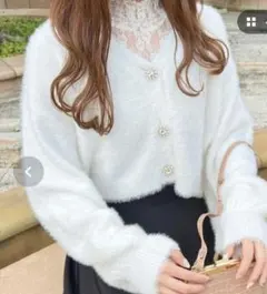 フェザーキラキラボタンカーディガン