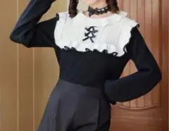 SHEIN ROMWE フリル付リボン ニット