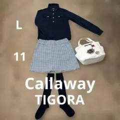 Callaway 長袖ロゴポロシャツL紺とティゴラ　ギンガムチェックスカート11
