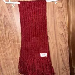 赤いマフラー かぎ針編み リブ編み