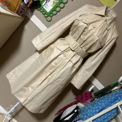 昭和レトロ ベルト付き✧ 薄手コート ヴィンテージ 古着 ベージュ