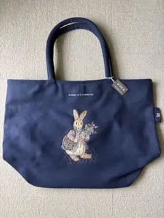 最終値下げ！COMME CI COMME CAウサギ刺繍 ネイビー トートバッグ
