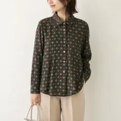 【美品】SOULEIADO ソレイヤード シャツ 総柄 ブラウンのサムネイル