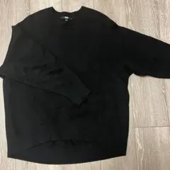最終値下げ【ユニクロ】M 黒ブラックスムースコットンリラックスクルーセーター