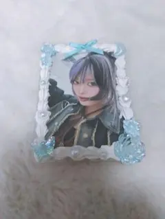 装飾付きフォトフレーム ホワイト・ブルー