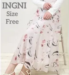 ✿ INGNI✿春✿桜色✿フレアスカート フラワープリント ロング丈✿美品✿