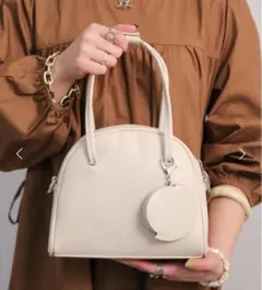 ショルダーバッグ 2WAY ポーチ付 ボストンバッグ アイボリー ストラップ