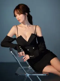 ROBE de FLEURS Glossy キャバドレス ブラック S