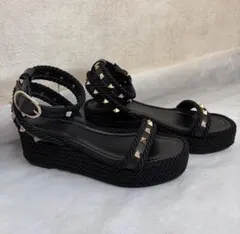 VALENTINO ロックスタッズ ロープ ウェッジサンダル 36 美品のサムネイル