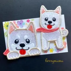 柴犬ワッペン　白柴ワッペン▶︎顔1、全身1枚