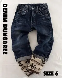 デニムダンガリー SIZE6 重ね履き風　デニムパンツ　2WAY DENIM