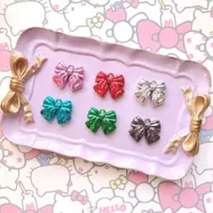 メタリックメッキリボンチャーム ハンドメイドキーホルダー