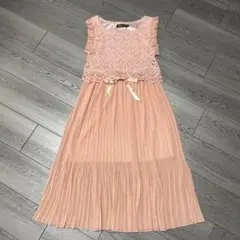 Dowisi(ドゥウィジー) ピンク レーストップス ノースリーブワンピース/L