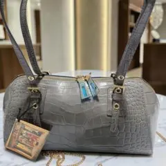 新品未使用 Falchi New York レザー ボストン グレージュ