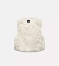 ZARA ホワイト ファーベスト ノースリーブ