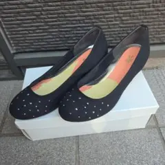 kibera パンプス 黒 ウエッジソールのサムネイル