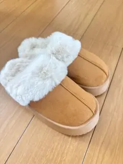 厚底 ムートン ブーツ スリッポン 24.0