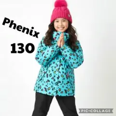 美品★Phenix スキーウェア 130 女の子♡カモフラブルー×ブラック 上下