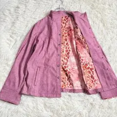 1339 美品✨薄手ジャケット 花柄 L ゆったり 派手 紫 派手 プリント
