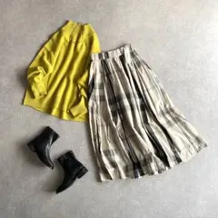 DOU DOU BIG チェック スカート 大柄 フレア