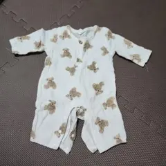 熊柄長袖ロンパース