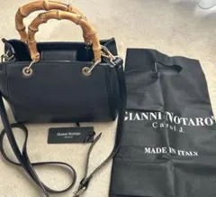 GIANNI NOTARO レザー バンブー バッグ 黒