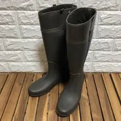 【ベネトン】（25）ロングブーツ 長靴 レインシューズ バックル ほぼ未使用