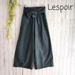 ワイドパンツ　イージーパンツ　ハイウエスト　リボン　スウェード調　M